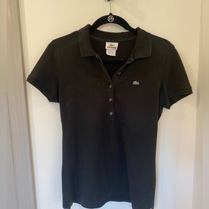 Lacoste Women's Short Sleeve Slim Fit Stretch Pique Polo Shirt Black